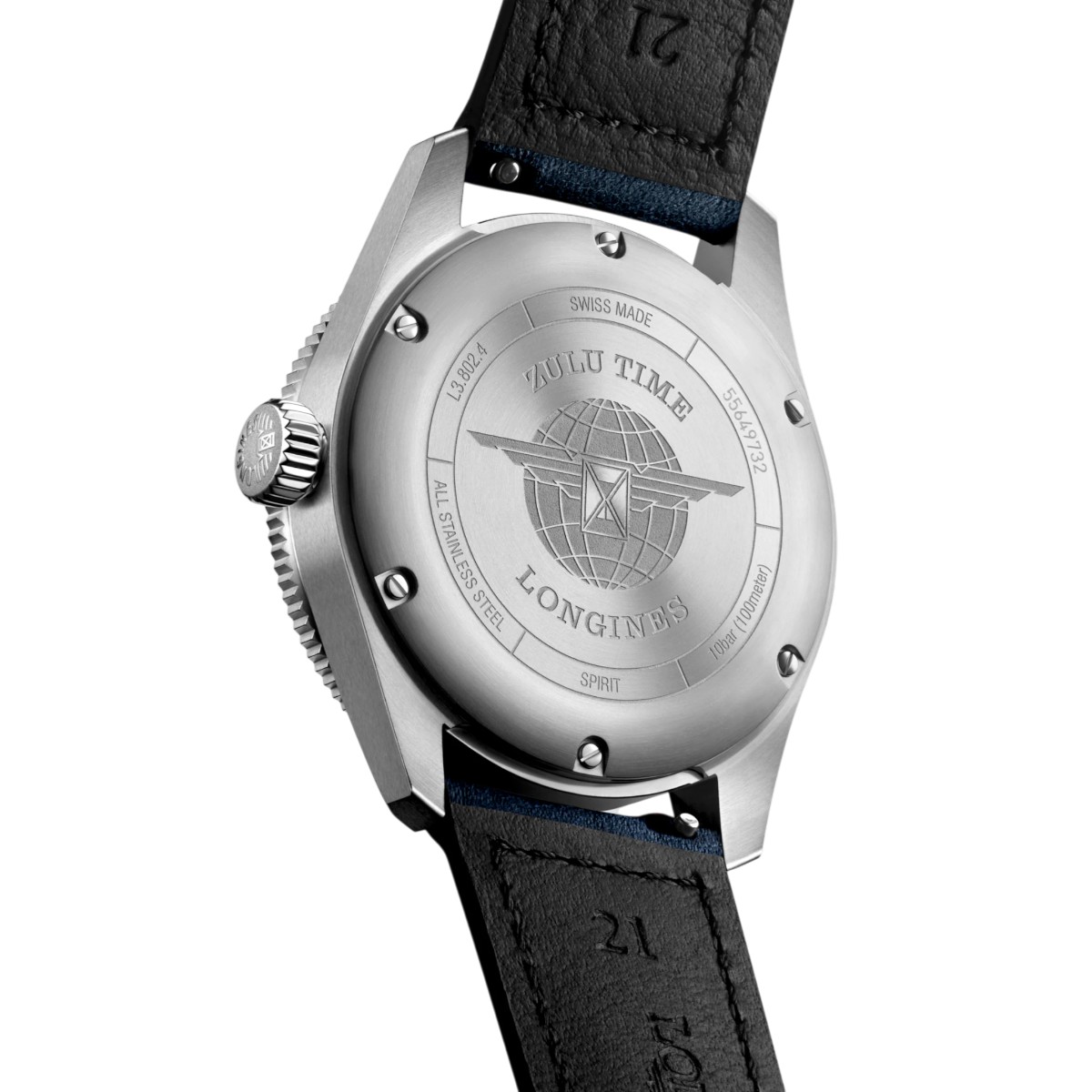 Longines Spirit Zulu Time Automatic 39mm Watch, Blue Dial