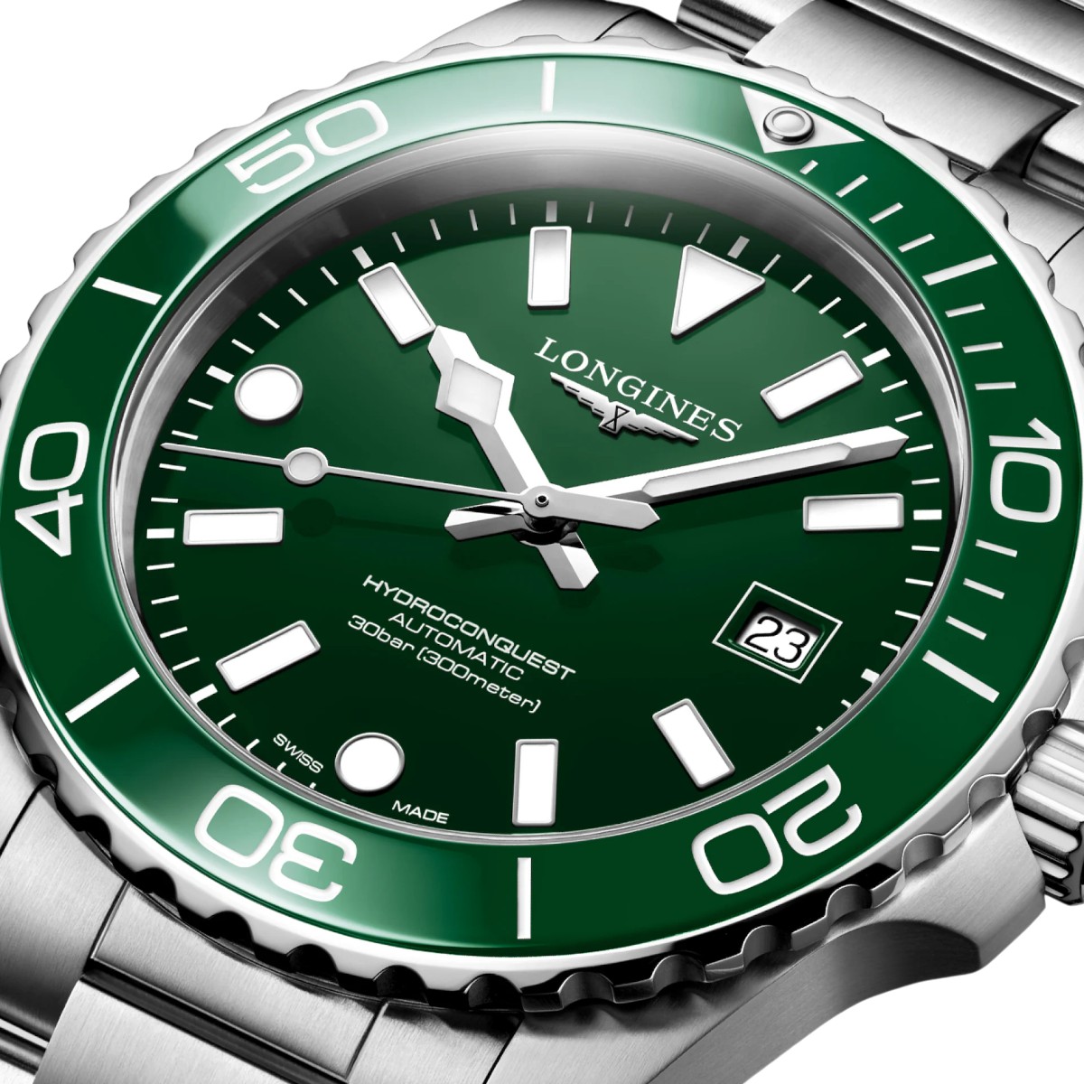 Longines Hydroconquest Automatic 42mm Men's Watch, Green Dial