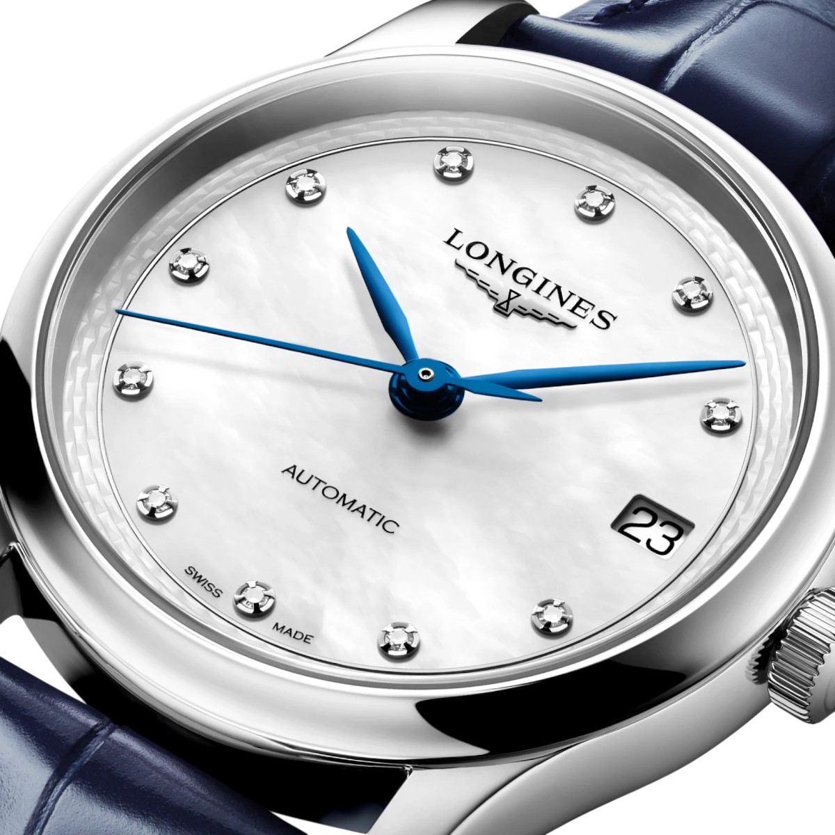 Longines Master Collection Automatic 34mm Women's Watch, Diamond and Mother of Pearl Dial