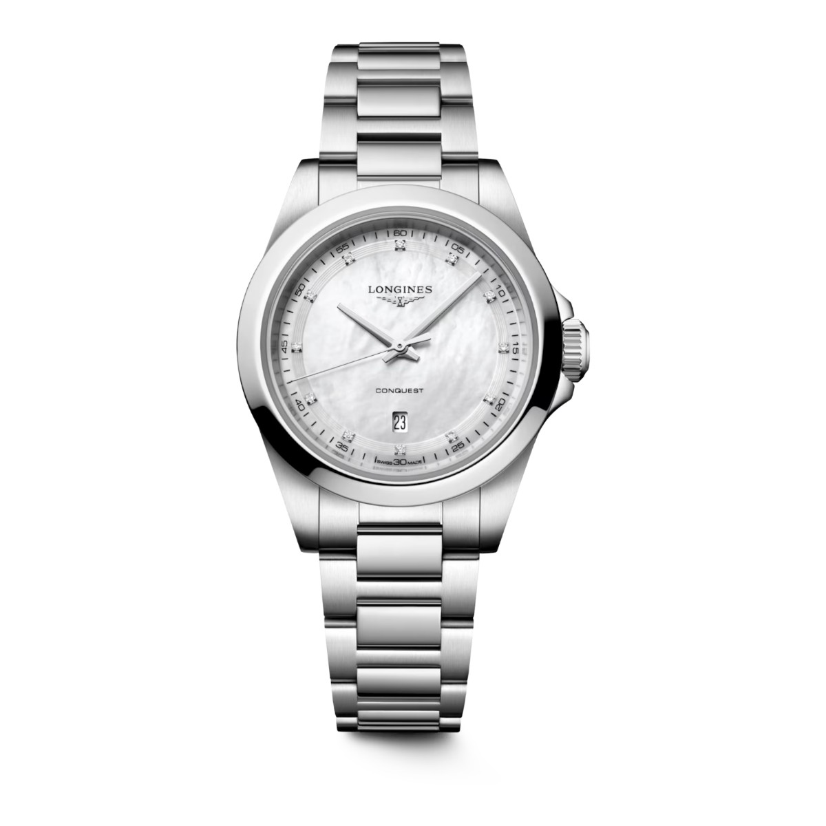 Longines Conquest Quartz 30mm Women's Watch, White Mother Of Pearl