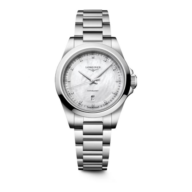 Longines Conquest Quartz 30mm Women's Watch, White Mother Of Pearl
