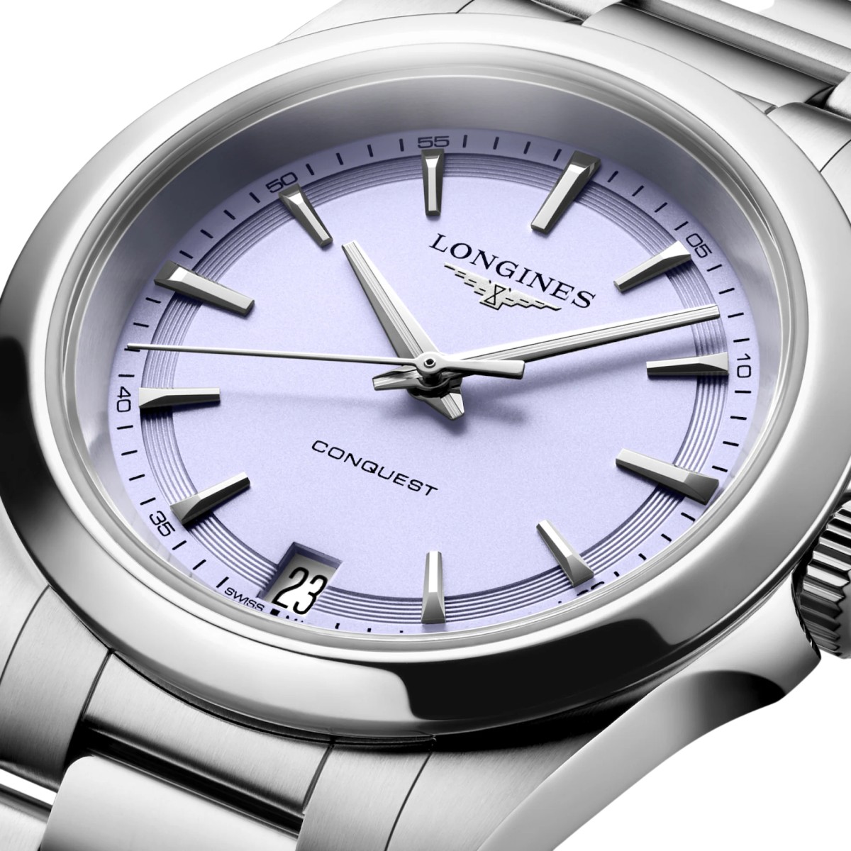 Longines Conquest Quartz 34mm Women's Watch, Lavender Mauve Dial