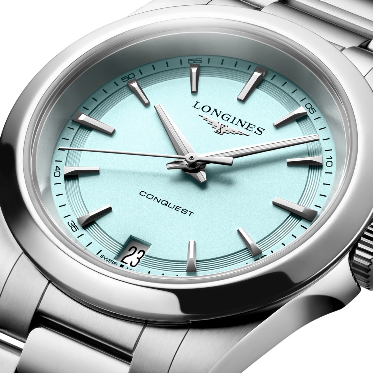 Longines Conquest Quartz 34mm Women's Watch, Mint Blue Dial