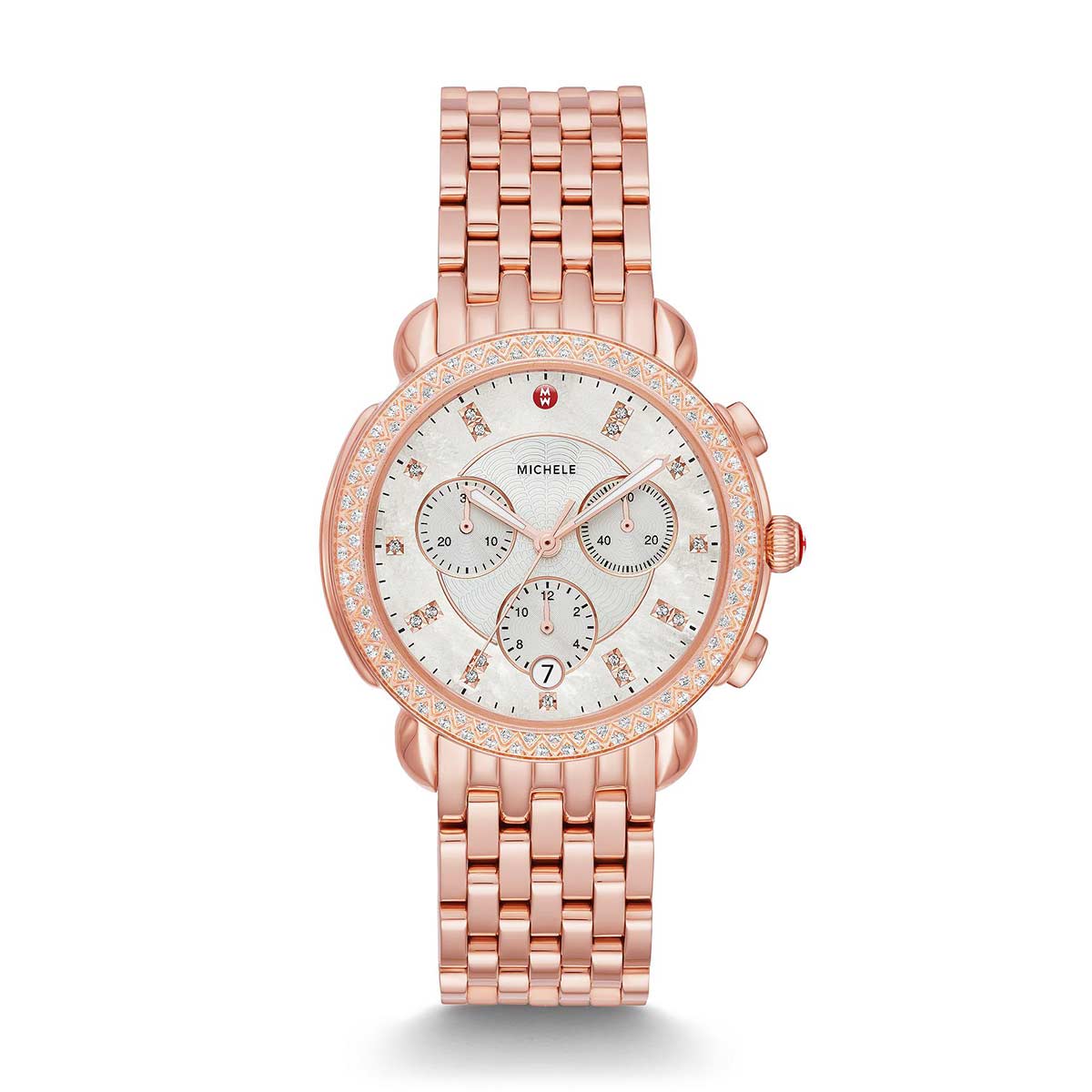 michele two tone round watch