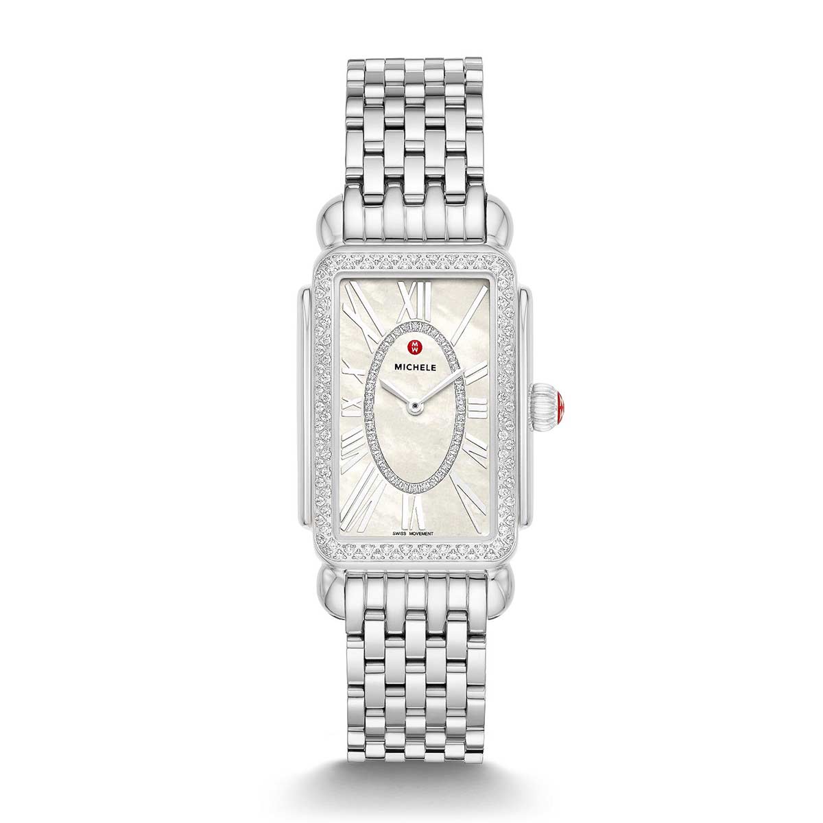 Michele Deco Park Stainless Steel Diamond Watch