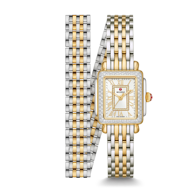 Michele Deco Mini Two-Tone 18k Gold Diamond Watch