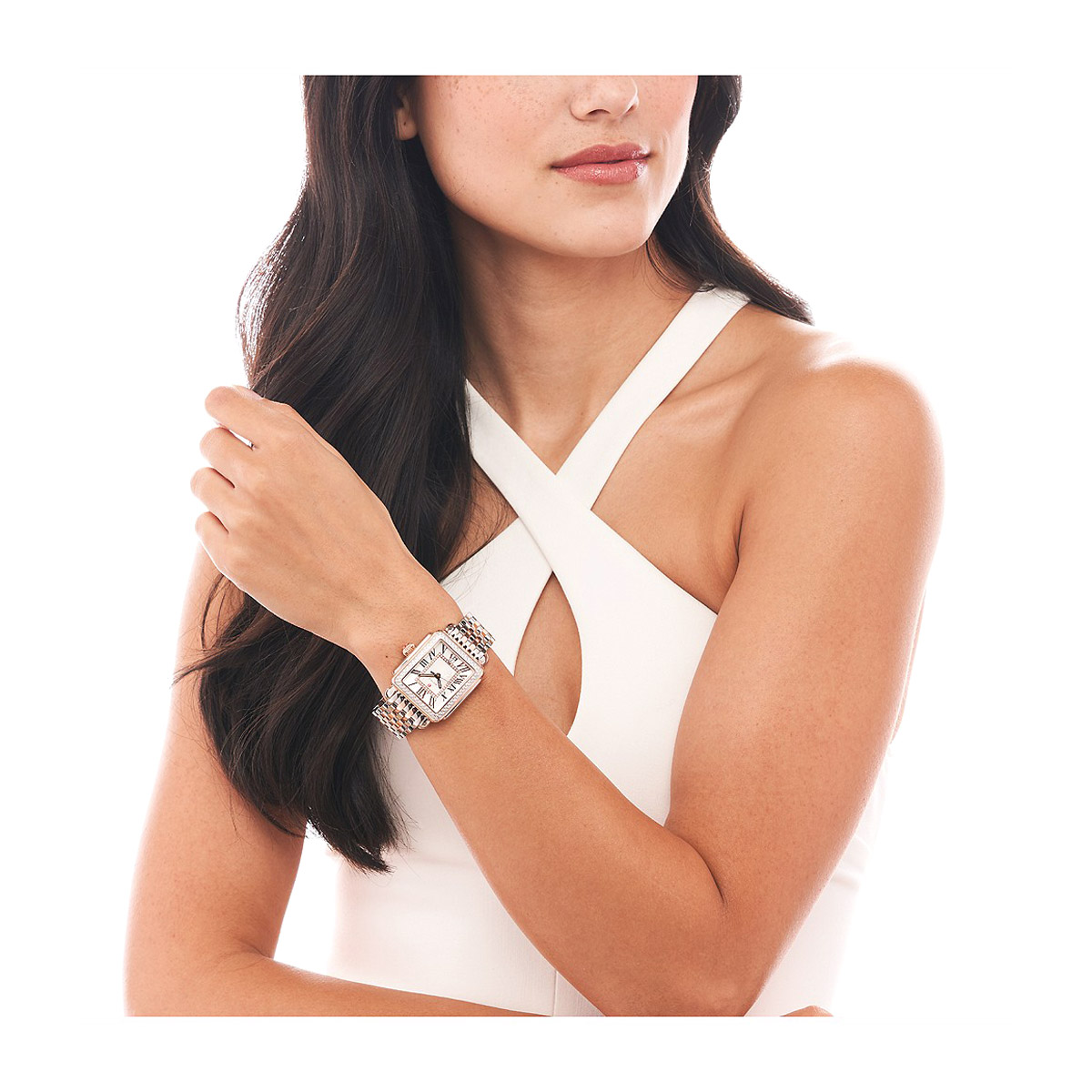 Michele Deco Madison Two-Tone 18k Pink Gold Diamond 33mm Watch