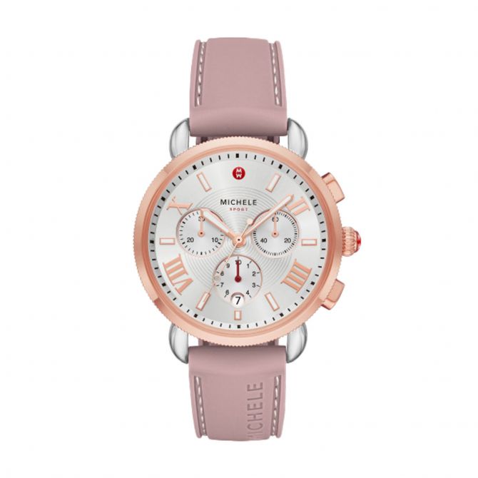 Michele Sport Sail Women's 38mm Watch, Rose Gold and Silver Dial