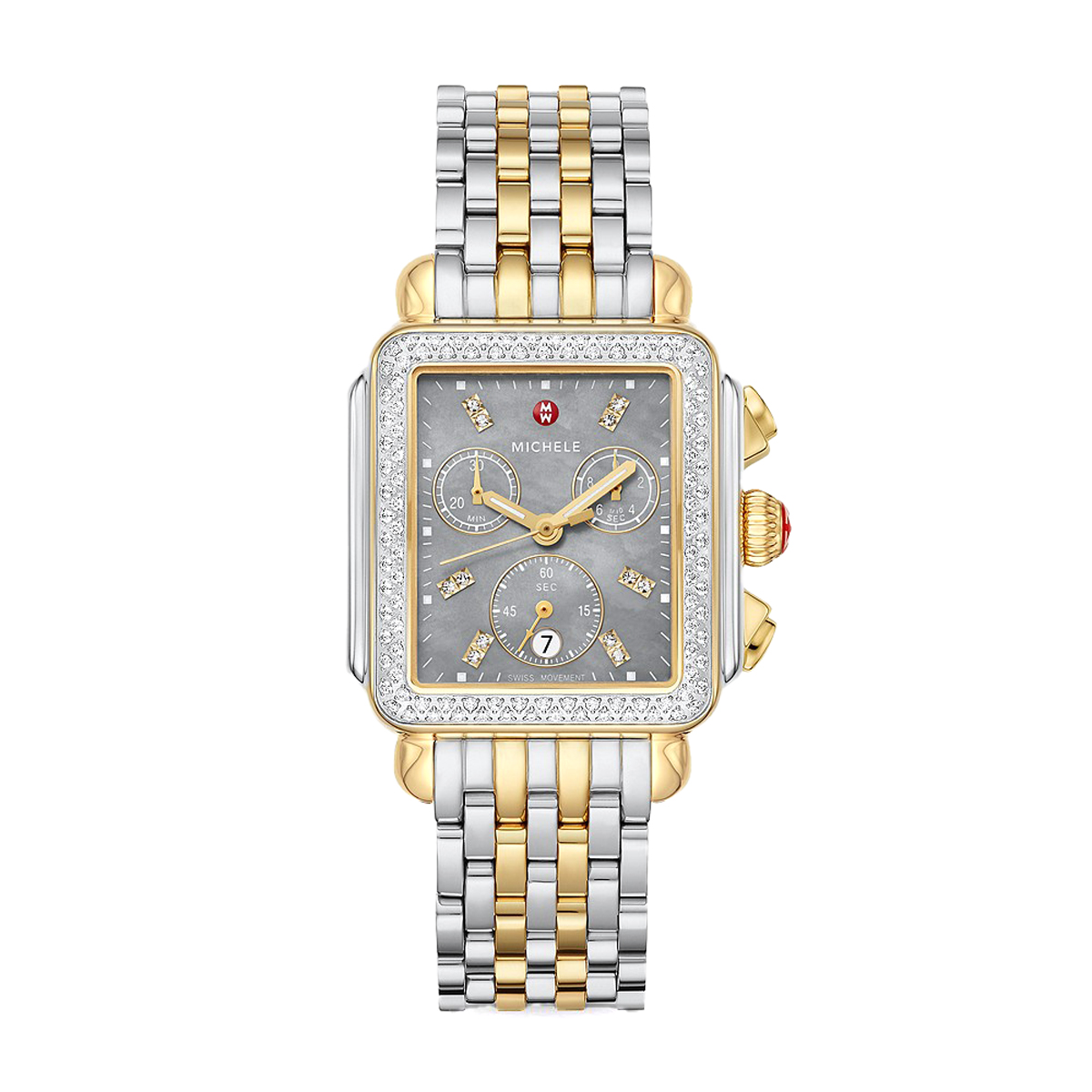 Michele Deco Two Tone Diamond Stainless Steel Watch