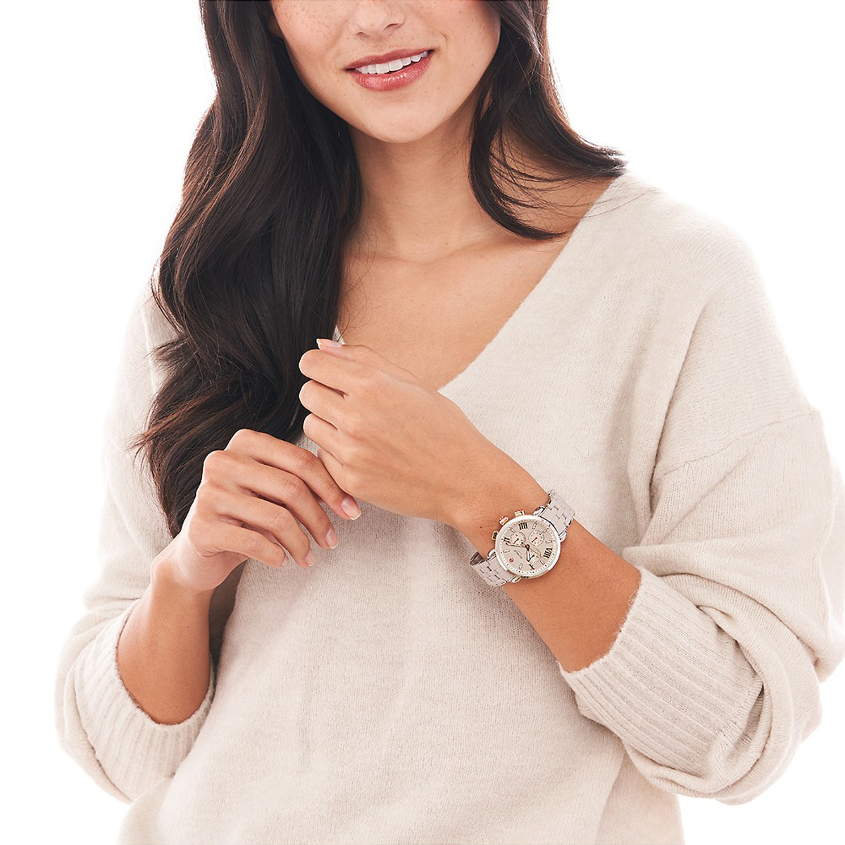 Michele Sport Sail Wheat Silicone Wrapped Stainless Steel Watch