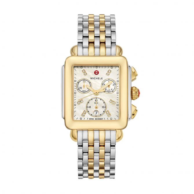 Michele Deco Two-Tone 18k Gold Diamond Dial 33mm Watch