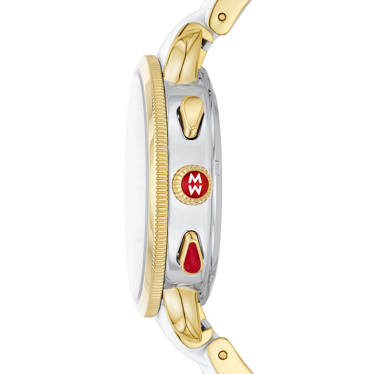 Michele Sporty Sport Sail White and Gold Tone Silicone Wrapped 38mm Watch, White Dial