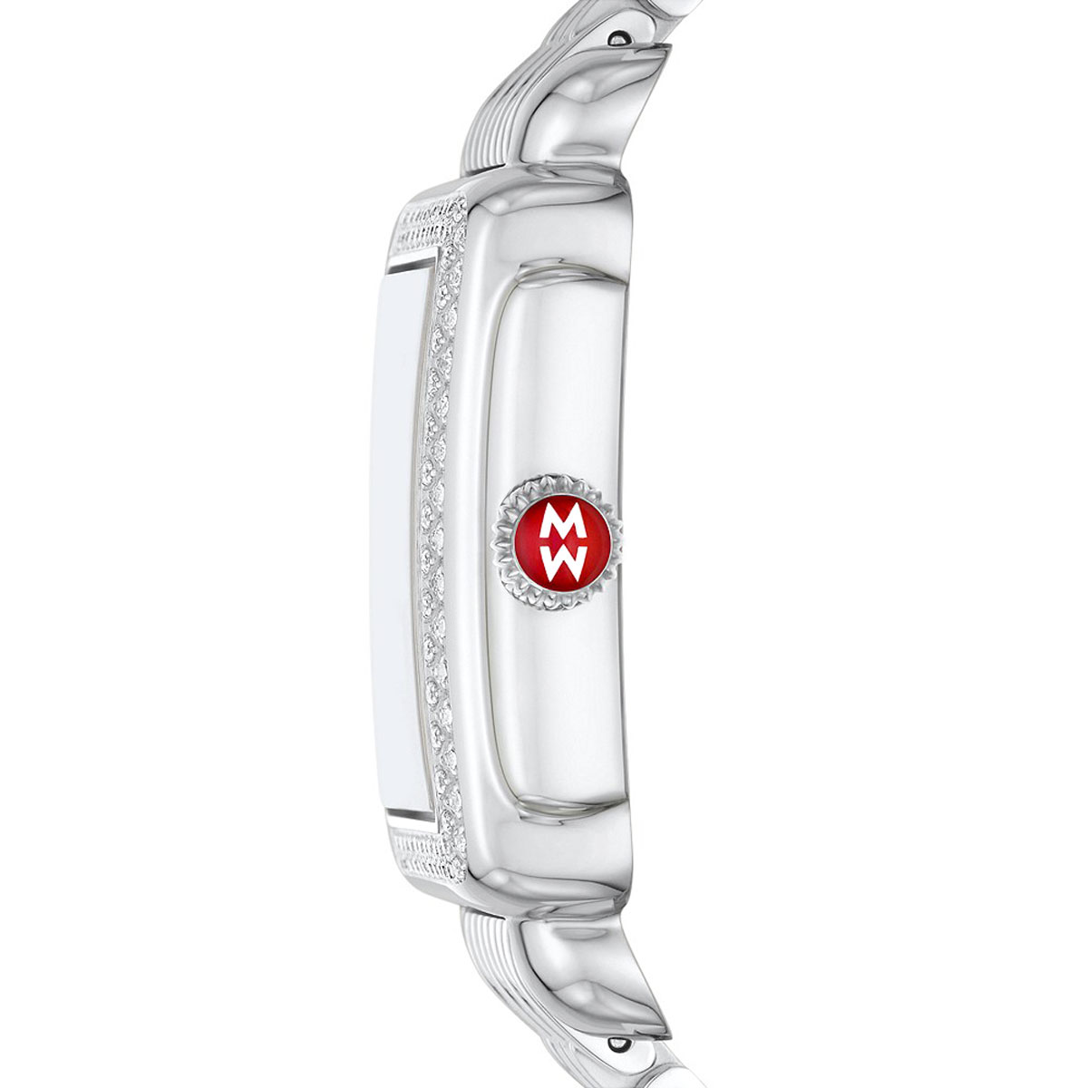 Michele Deco Mid Stainless Steel 29mm Watch, White Mother of Pearl Diamond Dial