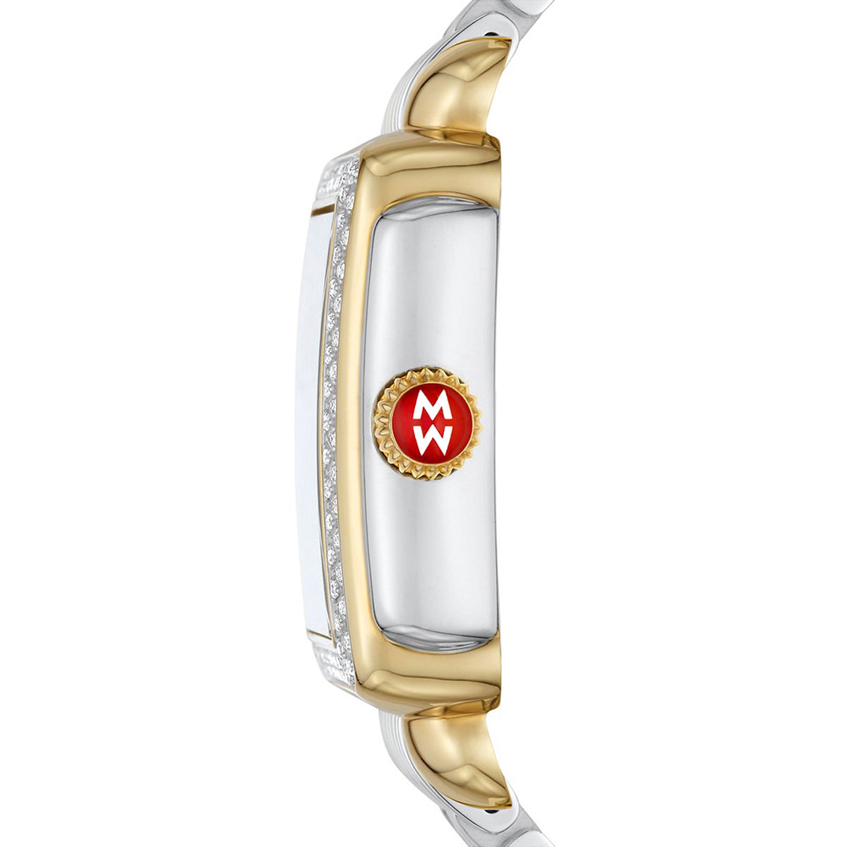 Michele Deco Madison Two-Tone 18k Gold-Plated Diamond 33mm Watch, White Mother of Pearl Dial