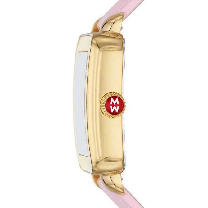 Michele Deco Sport Gold-Tone Pink Leather 34mm Watch, Pink  display picture 2