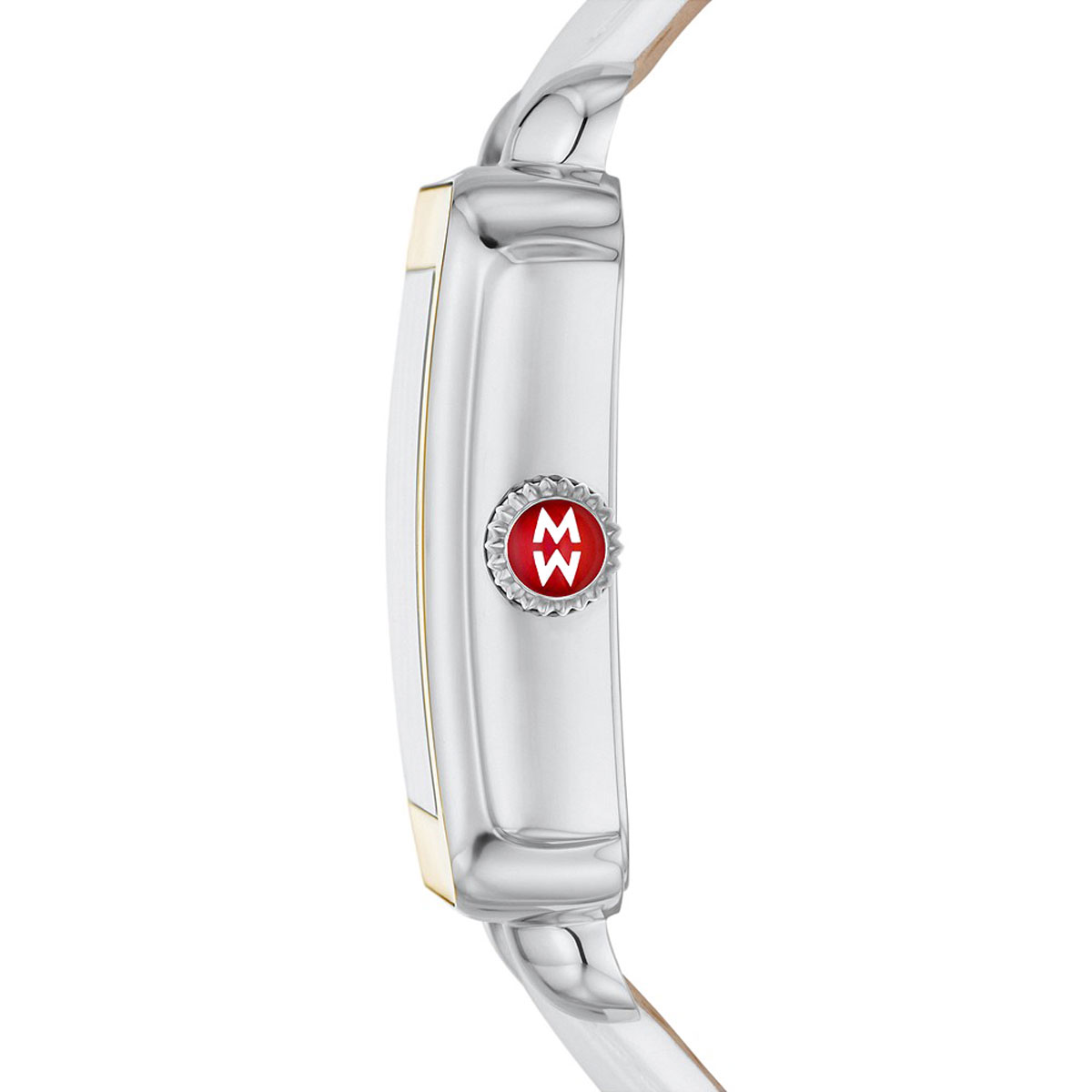 Michele Deco Sport Gold-Tone White Leather 34mm Watch, White Dial