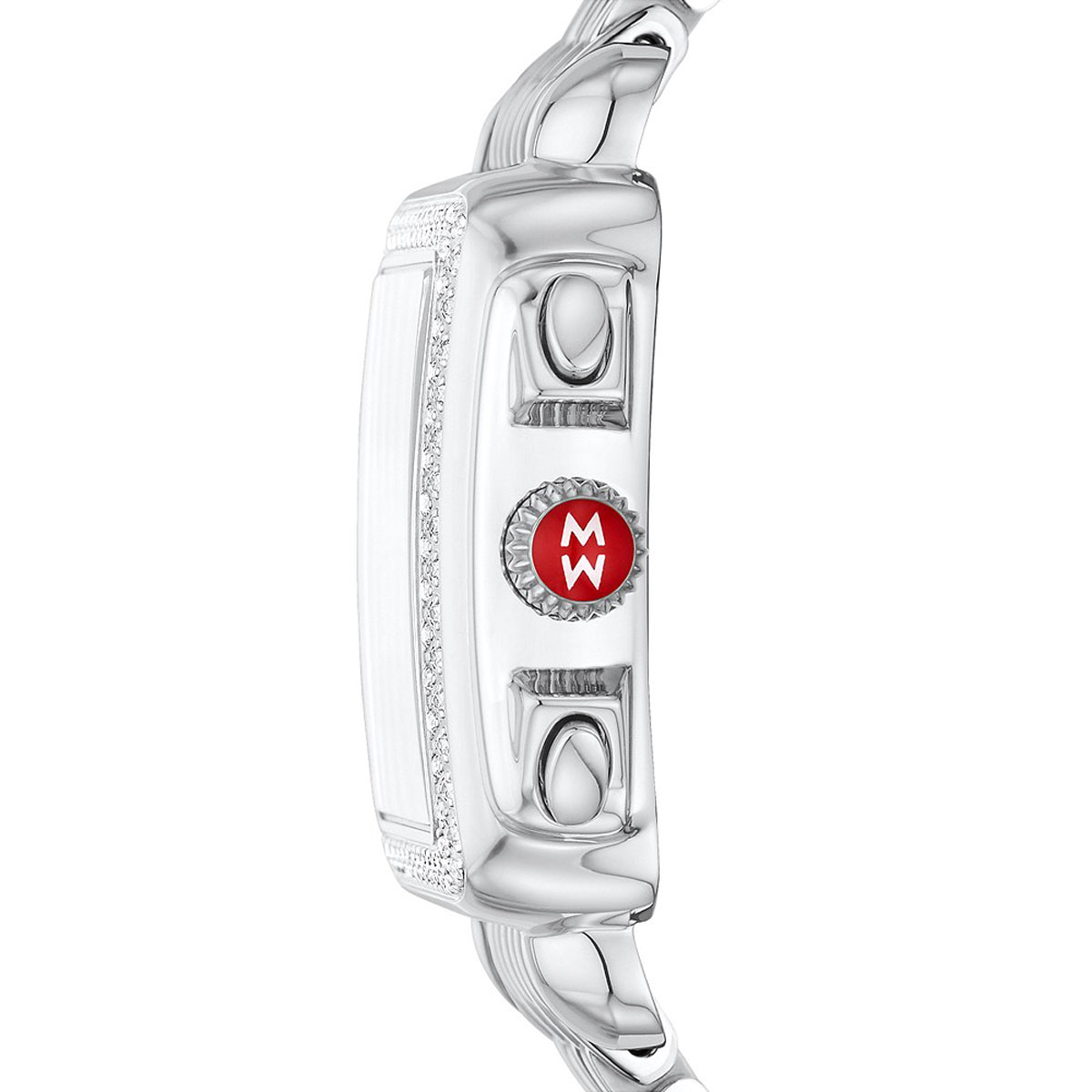 Michele Deco Stainless Diamond 33mm Watch, Silver Dial