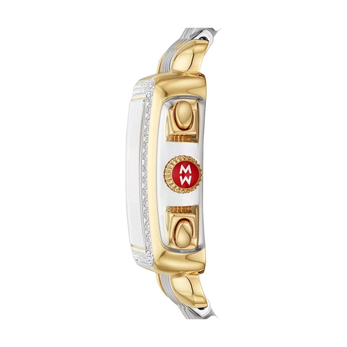 Michele Deco Two Tone 18k Yellow Gold Plated Diamond Women's 35mm Watch, Blue Mother of Pearl Dial