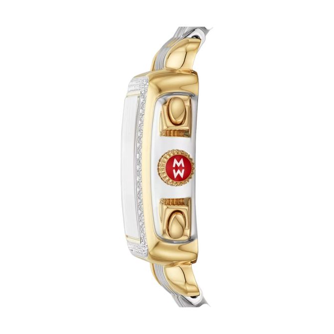 Michele Deco Two Tone 18k Yellow Gold Plated Diamond Women's 35mm