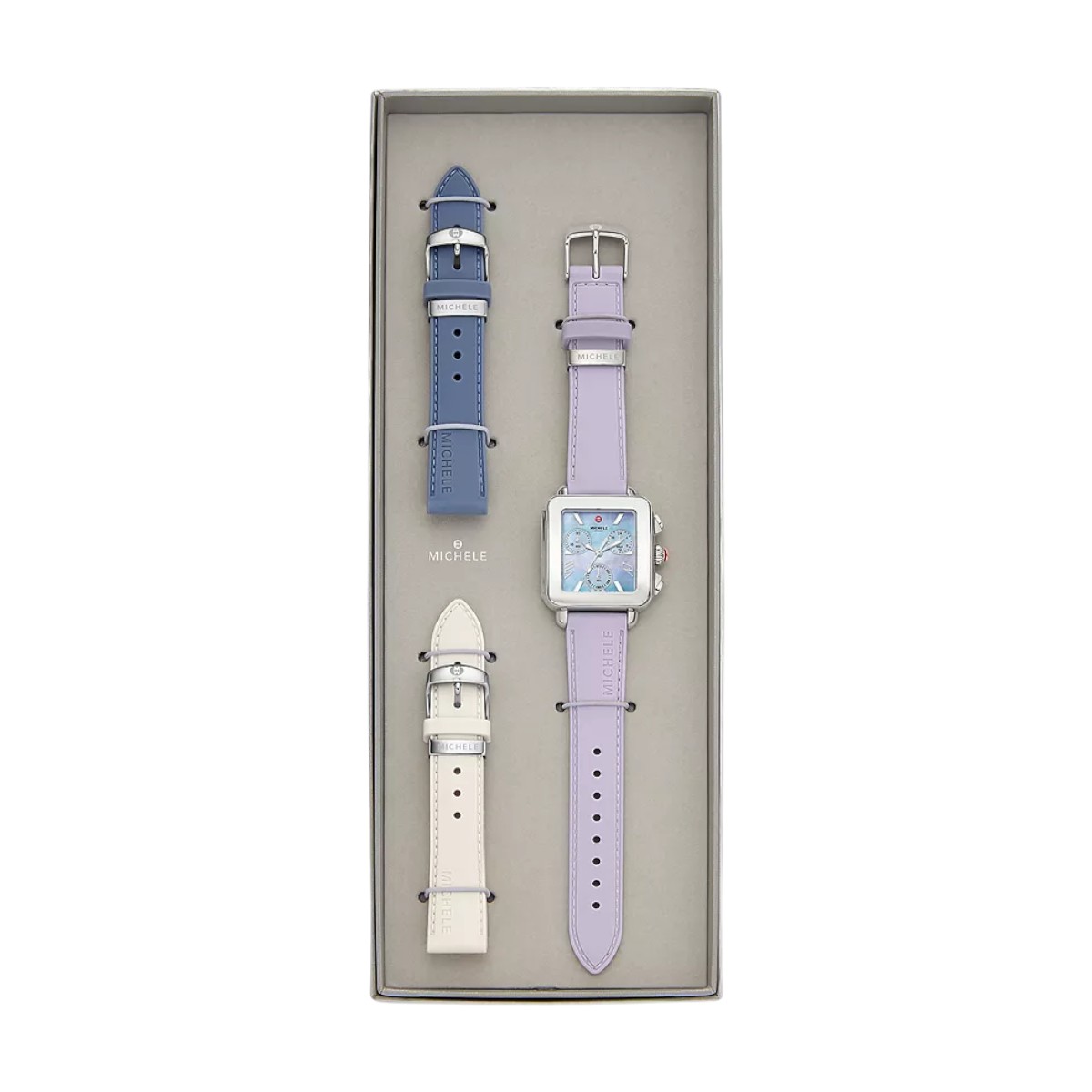 Michele Deco Sport Chronograph Stainless Steel Women's 36mm Watch, Purple Mother of Pearl Dial