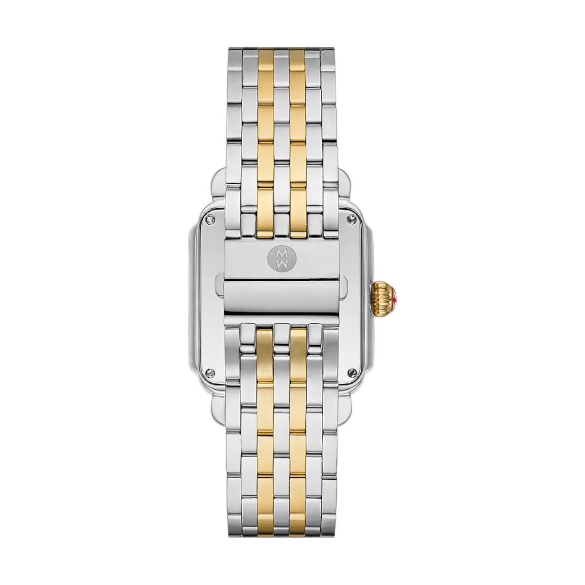 Michele Limited Edition Deco Two Tone 18k Yellow Gold Plated Mosaic Diamond 35mm Women's Watch, Grey