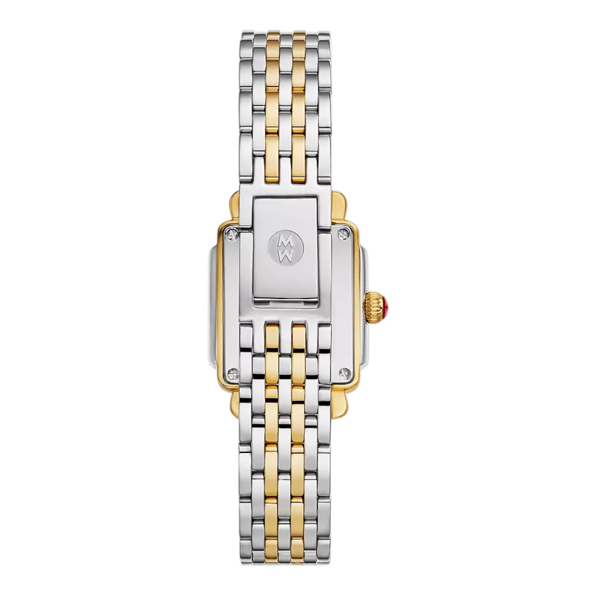 Michele Deco Madison Mini Diamond Two-Tone 18k Gold 24mm Watch, White Mother of Pearl Dial