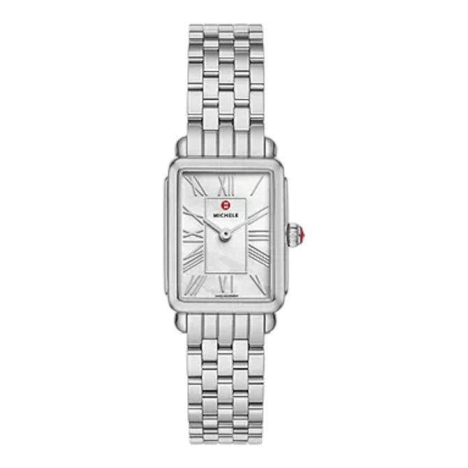 Michele Deco Park Stainless Steel 29mm Women's Watch, White Mother of Pearl Dial