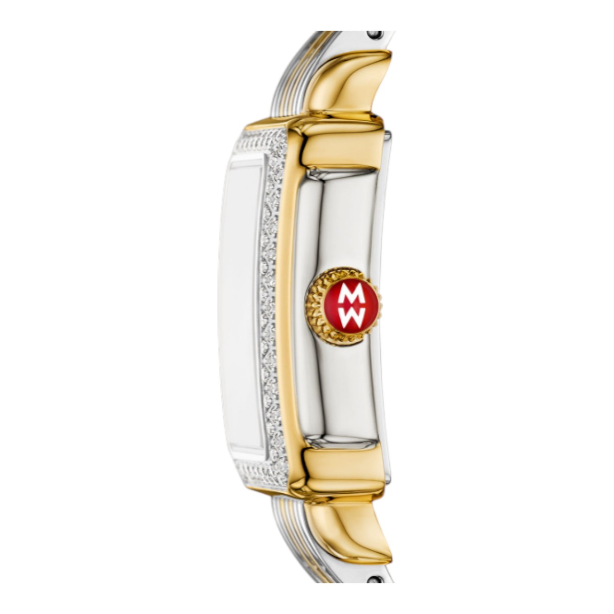 Michele Deco Madison Mini Two Toned 24mm  Women's Watch, Green and Diamond Dial