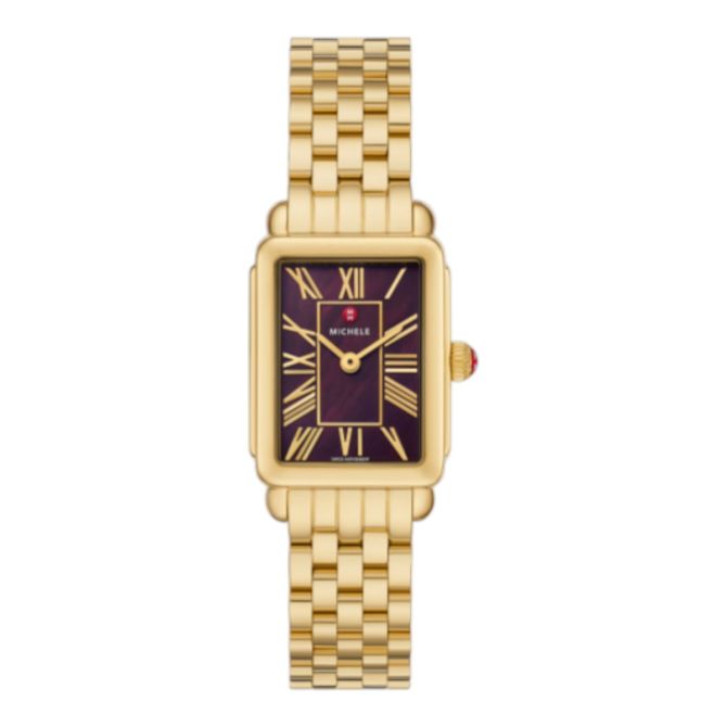 Michele Deco Park 29mm Women's Watch, Dark Cherry Dial