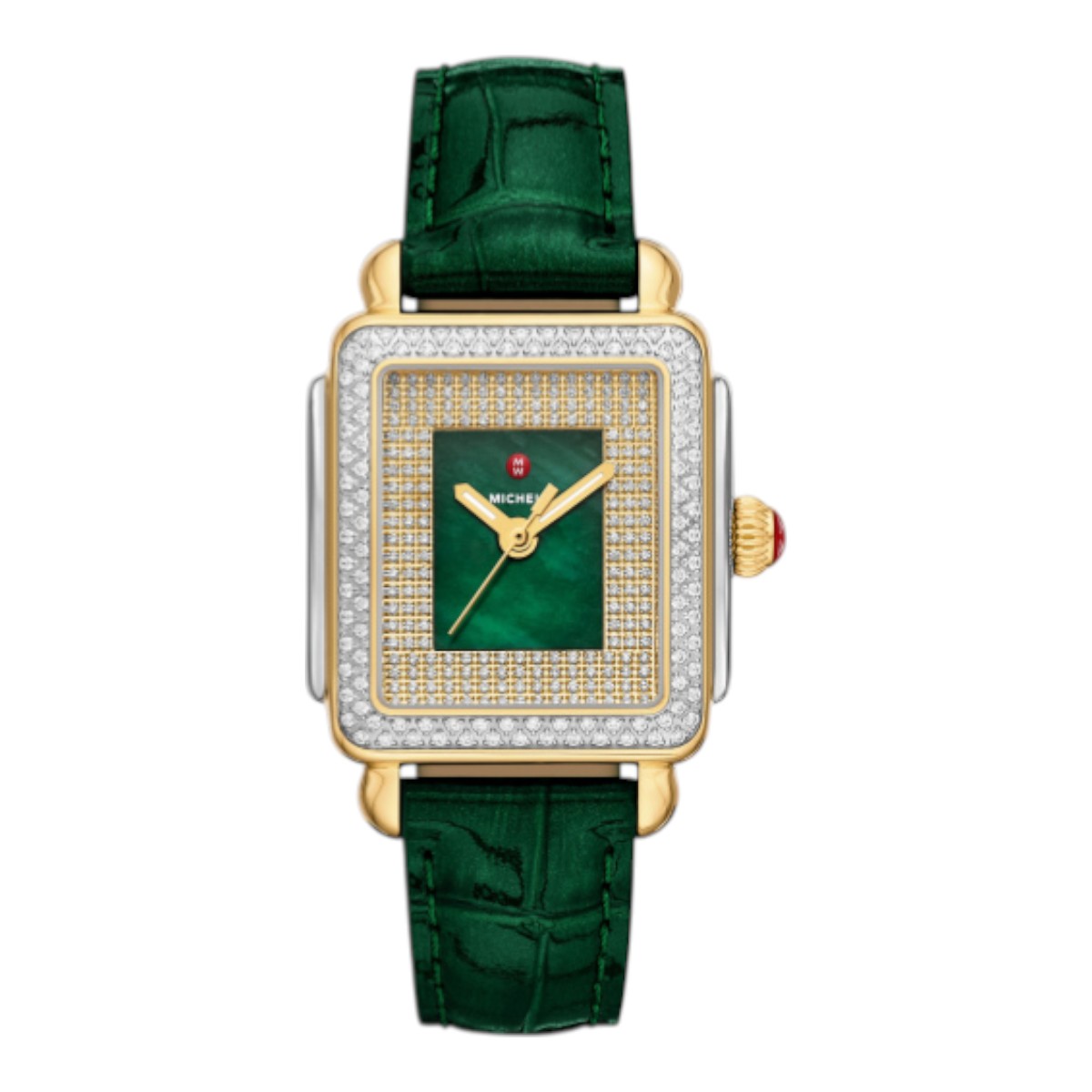 Michele Deco Madison Midi 31mm Women's Watch, Diamond and Green Dial