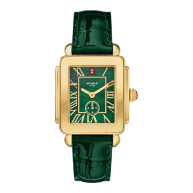 Michele Deco Sport Mid Green 36mm Women's Watch, Green Dial