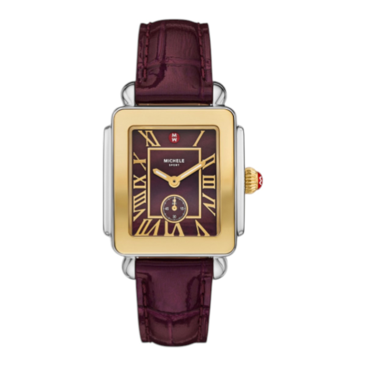 Michele Deco Sport Mid Dark Cherry 36mm Women's Watch, Dark Cherry Dial