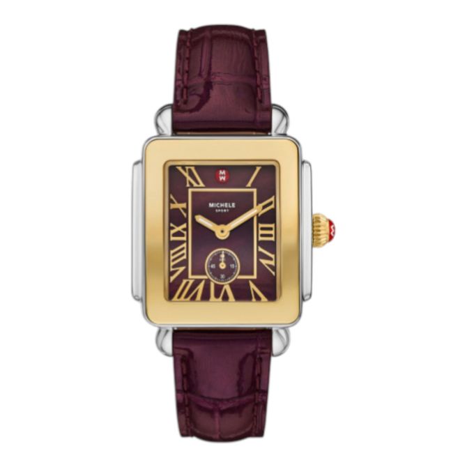 Michele Deco Sport Mid Dark Cherry 36mm Women's Watch, Dark Cherry Dial