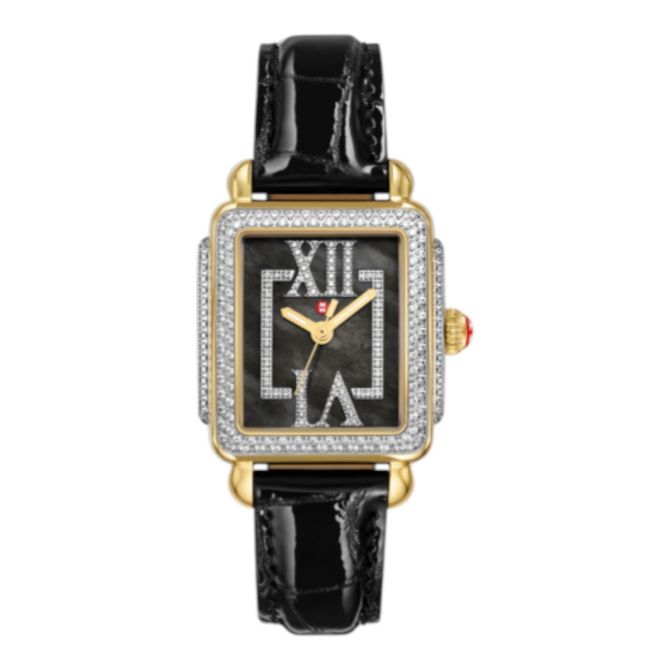 Michele Deco Madison Midi 31mm Women's Watch, Diamond and Black Dial