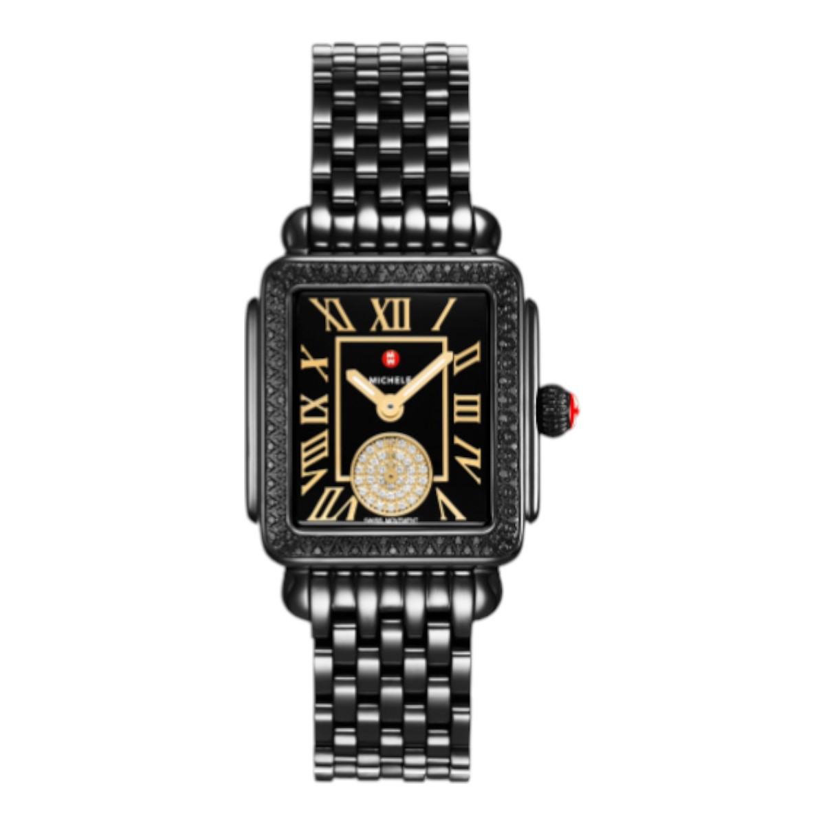 Michele Deco Madison Midi 31mm Women's Watch, Black Diamond and Black Dial