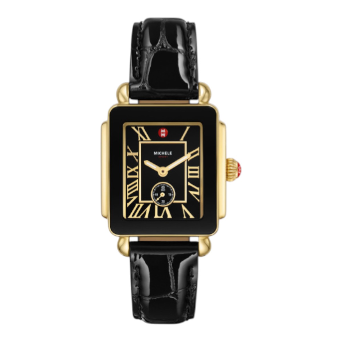 Michele Deco Midi Sport 36mm Women's Watch, Black and Gold Tone Dial