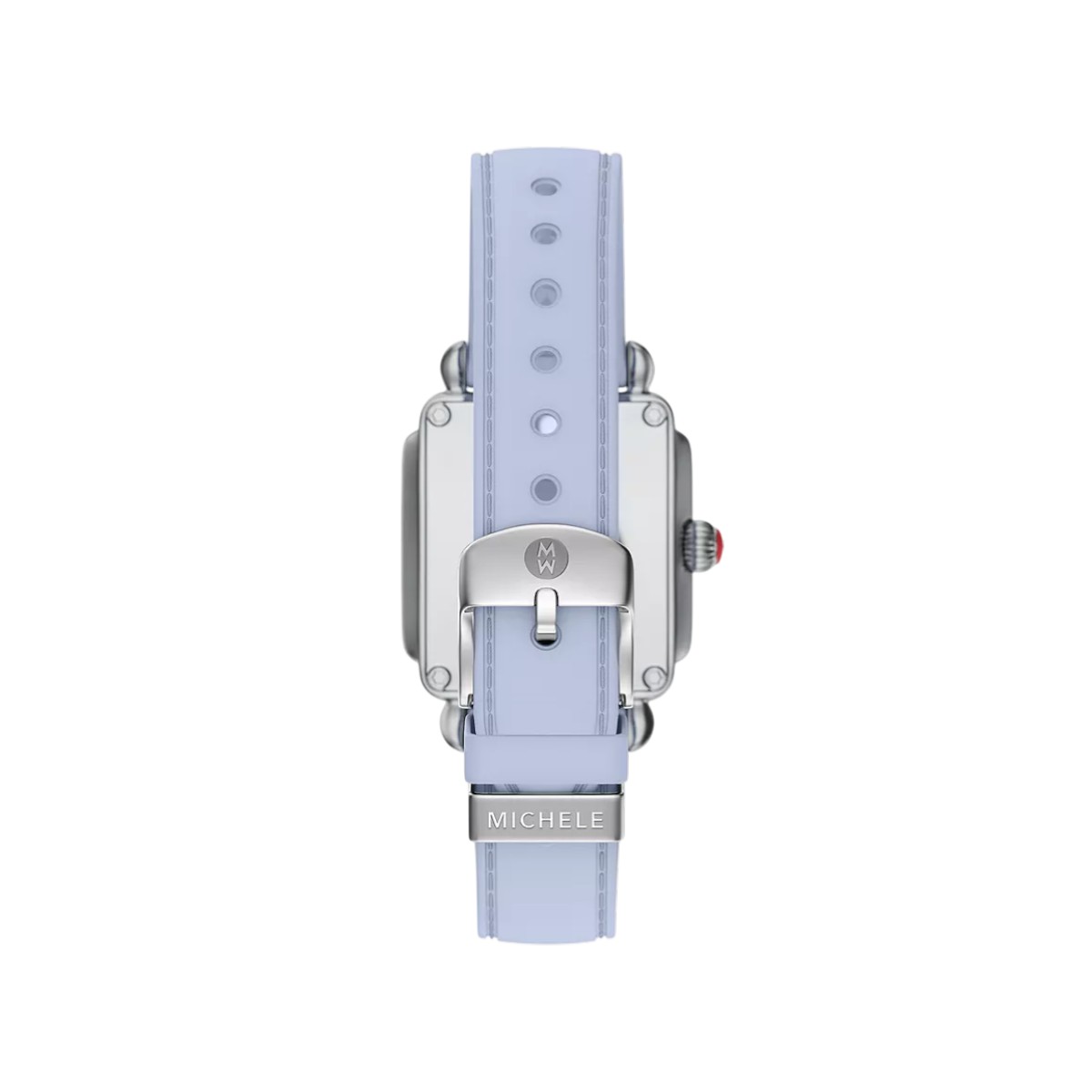 Michele Deco Sport Mid Stainless Steel Pastel Blue Silicone 31mm Women's Watch, White Dial