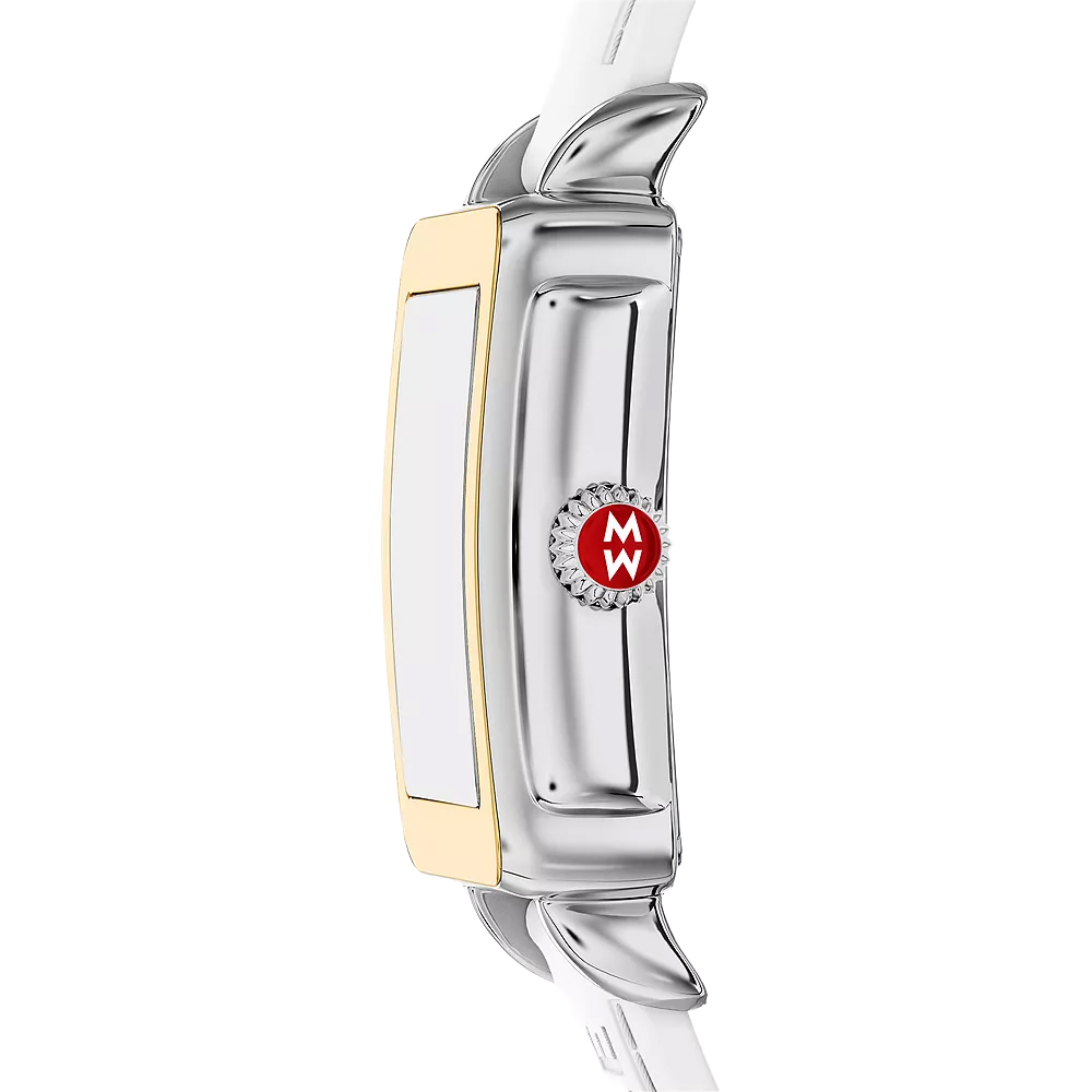 Michele Deco Sport Mid Two-Tone White Silicone 31mm Women's Watch, White Dial