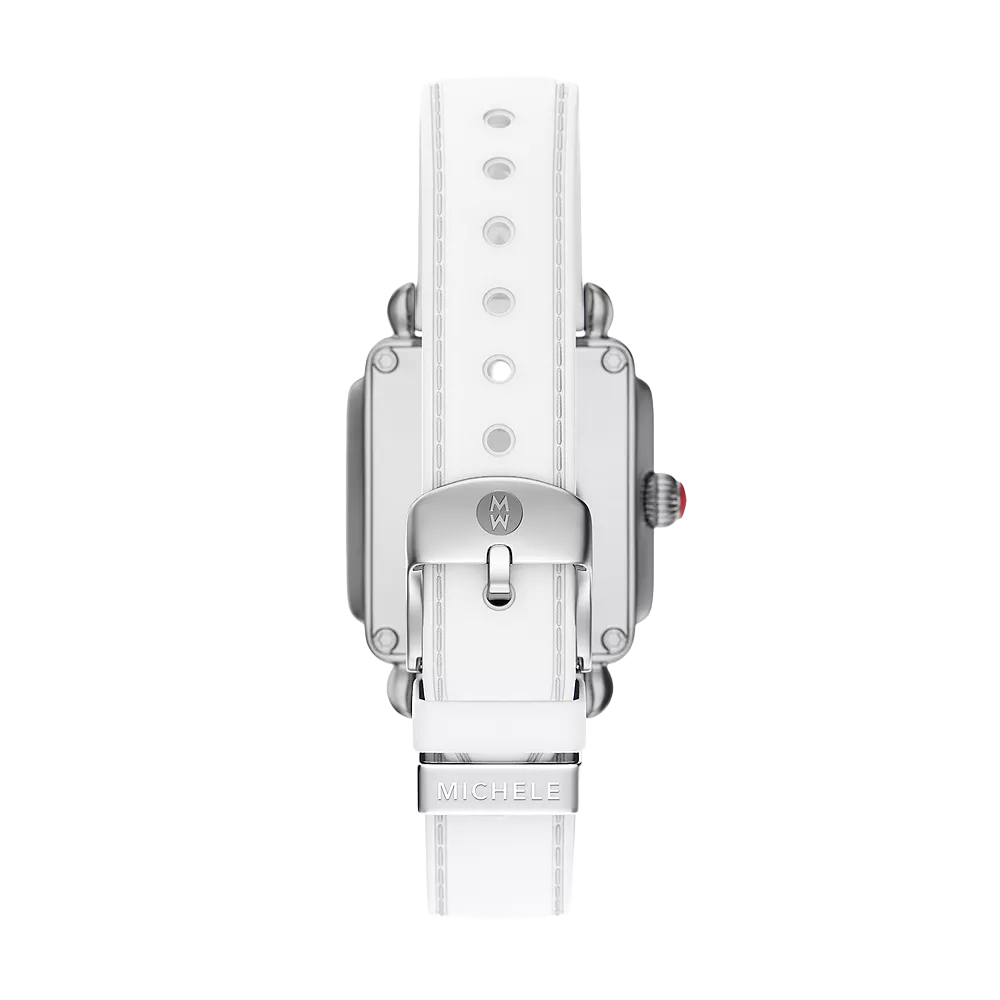 Michele Deco Sport Mid Two-Tone White Silicone 31mm Women's Watch, White Dial