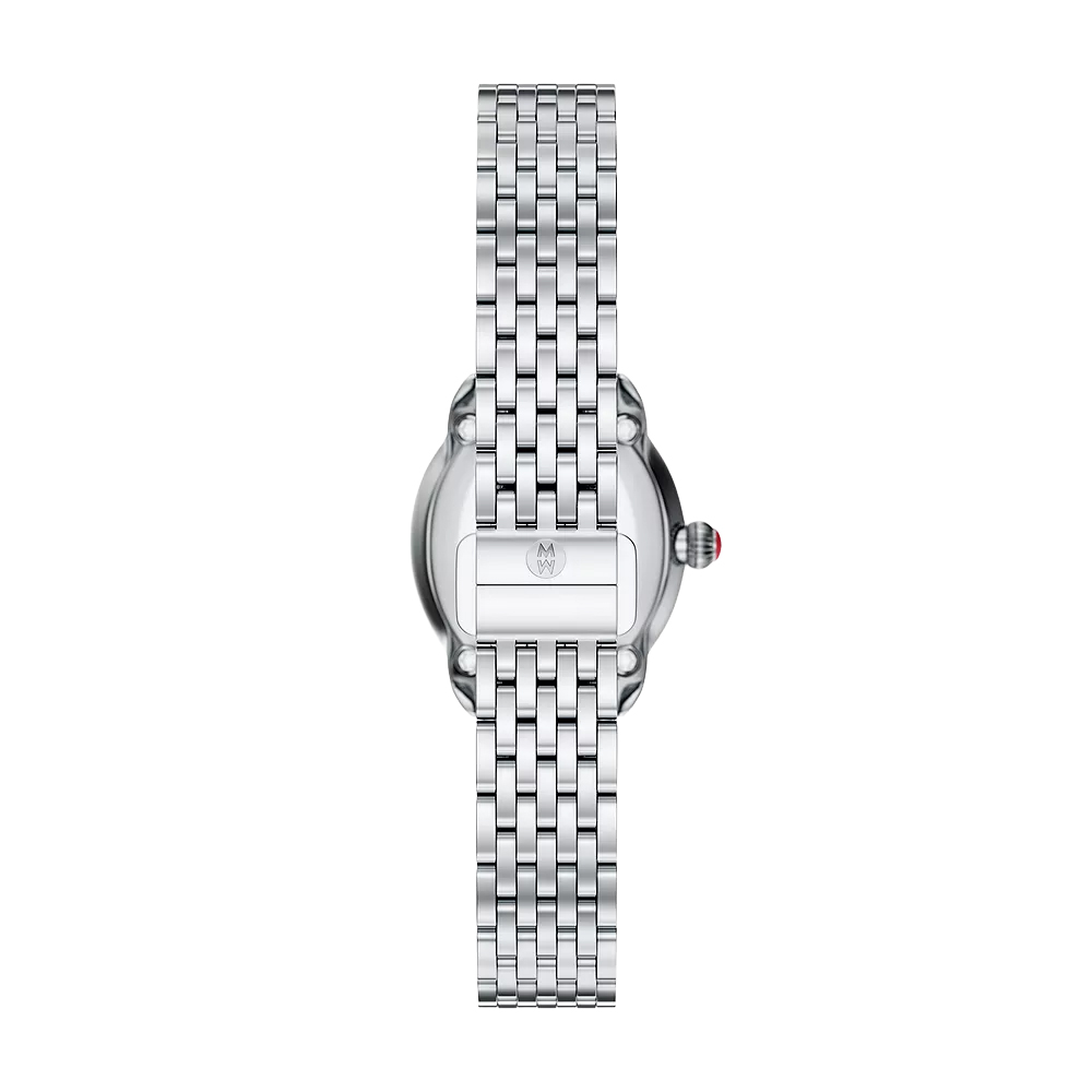 Michele Serein Oval Diamond Stainless Steel 27mm Women's Watch, White Mother Of Pearl Dial