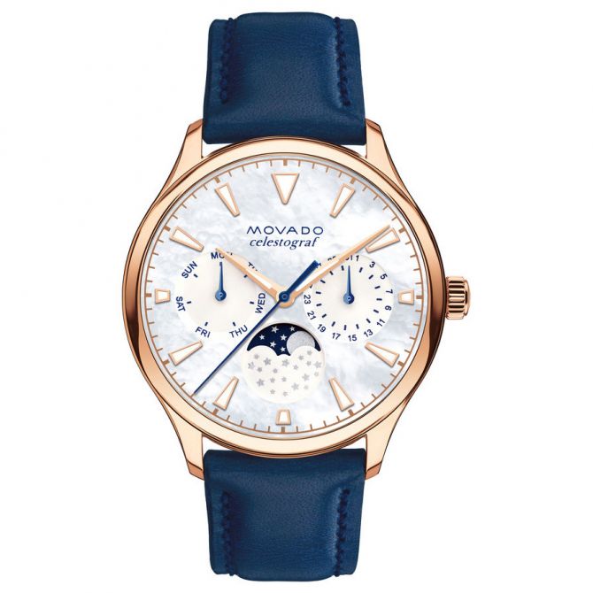 Movado Heritage Series Celestograf Women s Watch 36mm Rose Tone and Stainless Steel 3650011 Borsheims