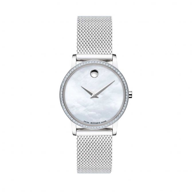 Movado Museum Classic Women's Watch, Mother of Pearl Dial with Diamonds