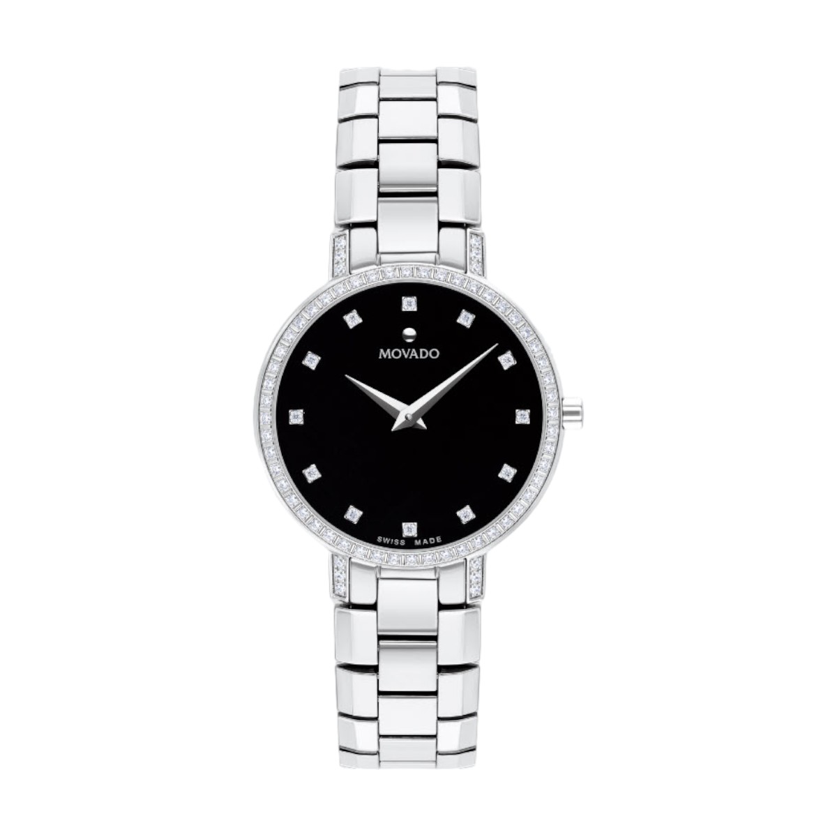 Movado Faceto 28mm Women's Watch, Back and Diamond Dial