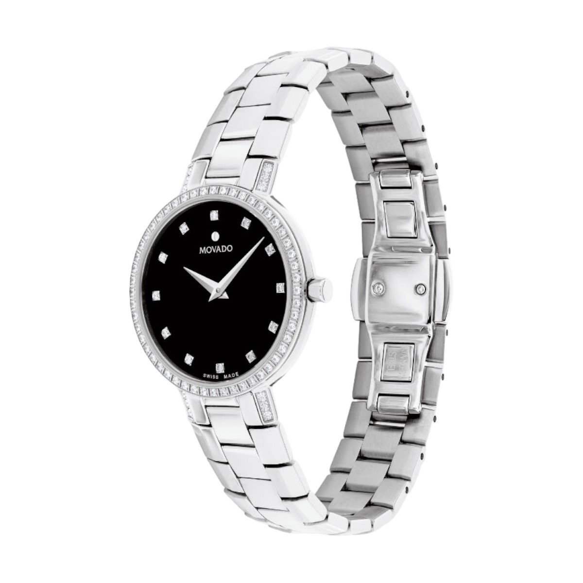 Movado Faceto 28mm Women's Watch, Back and Diamond Dial