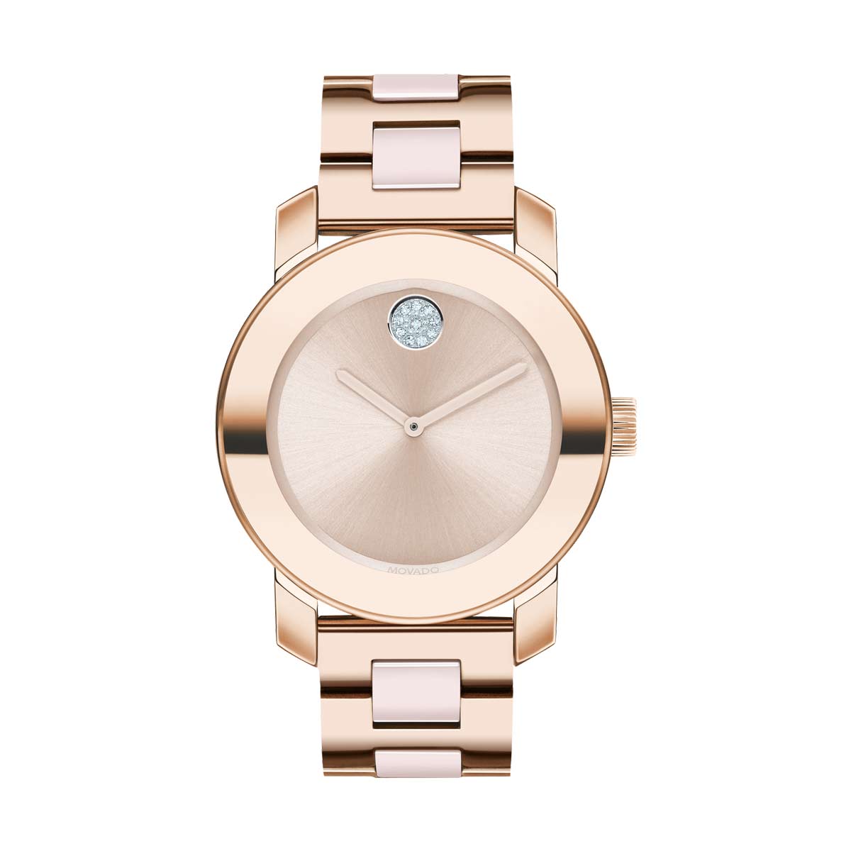 Movado BOLD Ceramic 36mm Women's Watch, Pale Rose Gold Dial