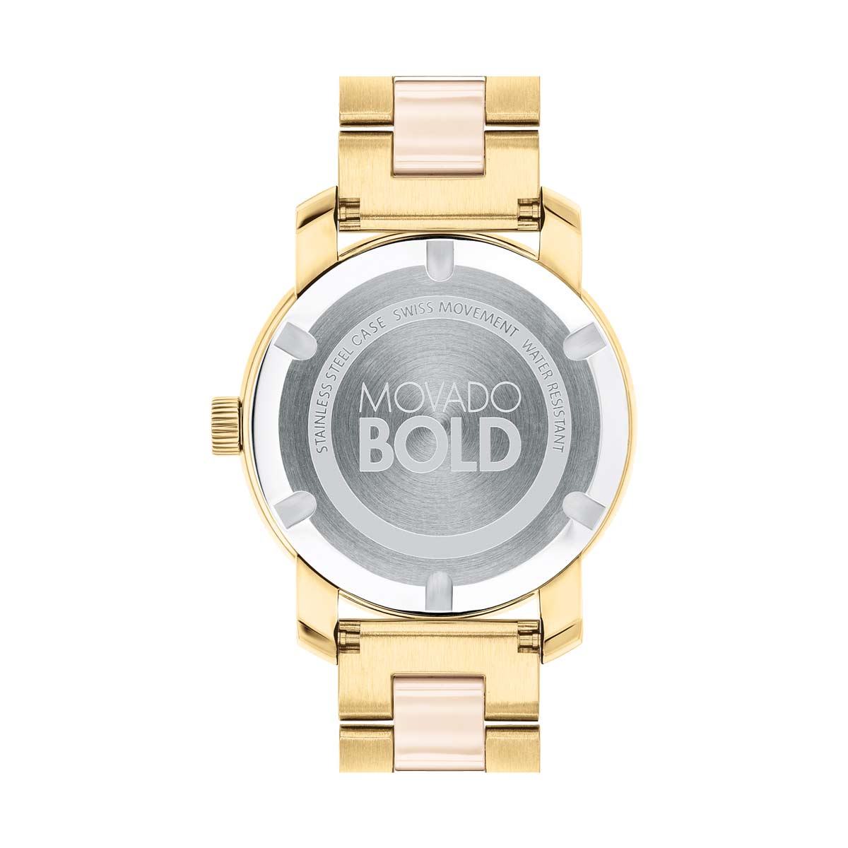Movado BOLD Ceramic 36mm Watch, Pale Pink and Gold Tone Dial
