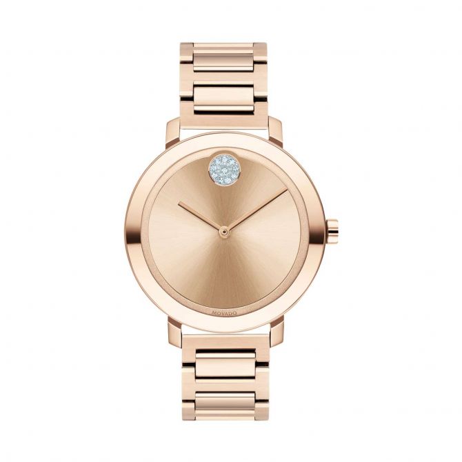 Movado BOLD Evolution 34mm Women's Watch, Pale Rose Gold Dial