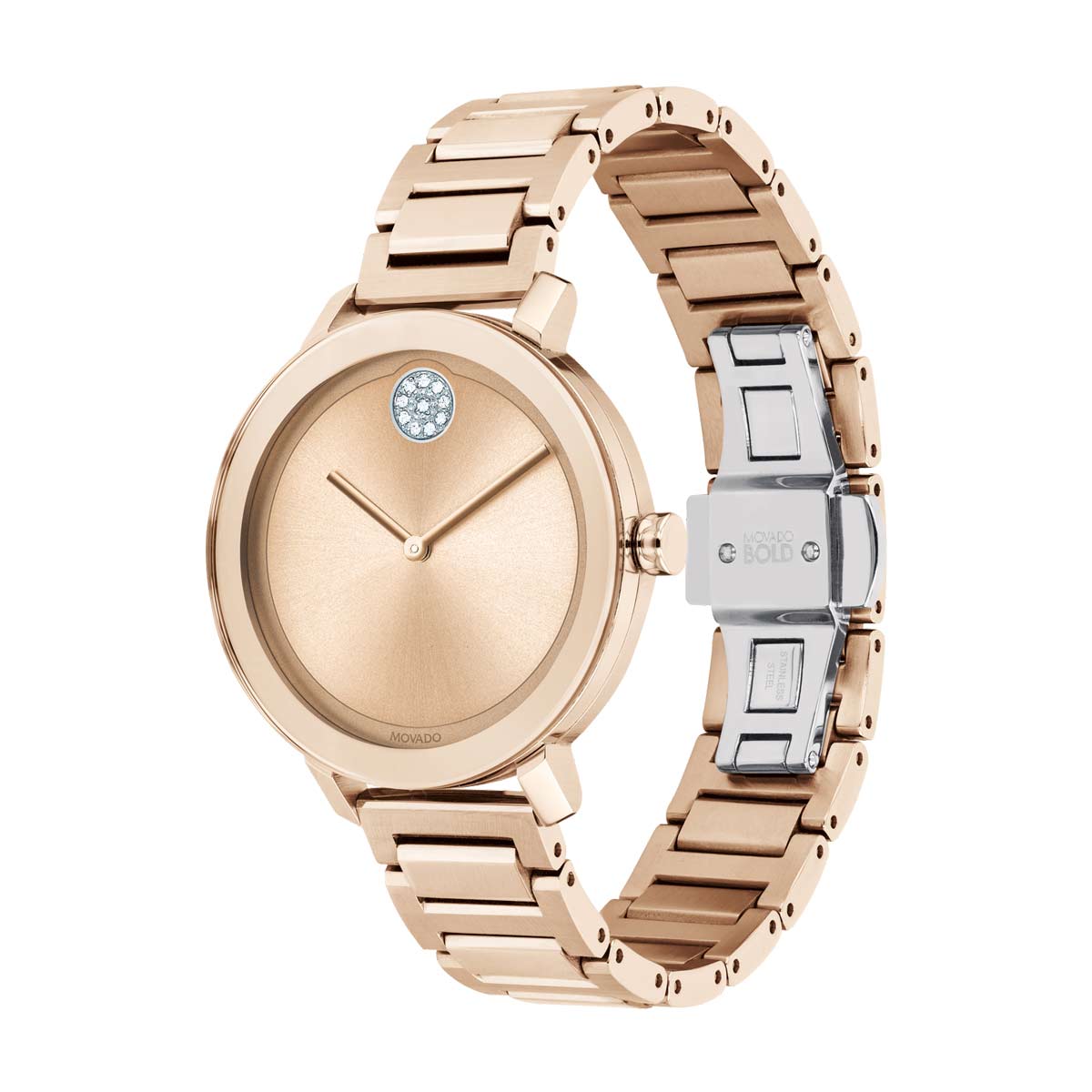 Movado BOLD Evolution 34mm Women's Watch, Pale Rose Gold Dial