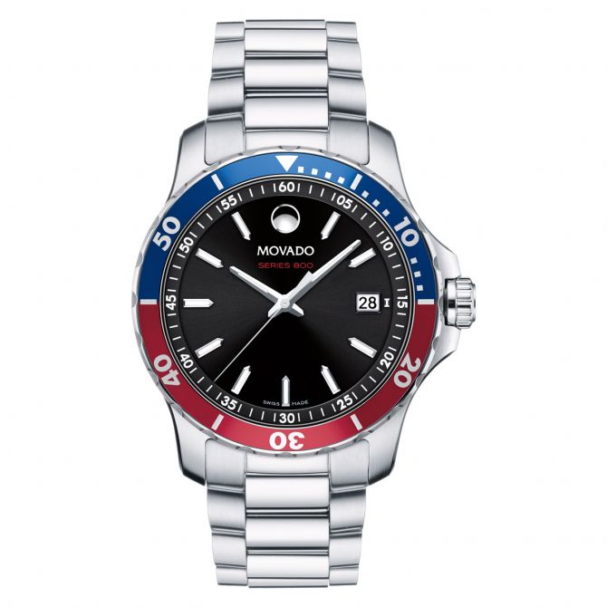 Movado Series 800 40mm Men's Watch, Black and White Dial
