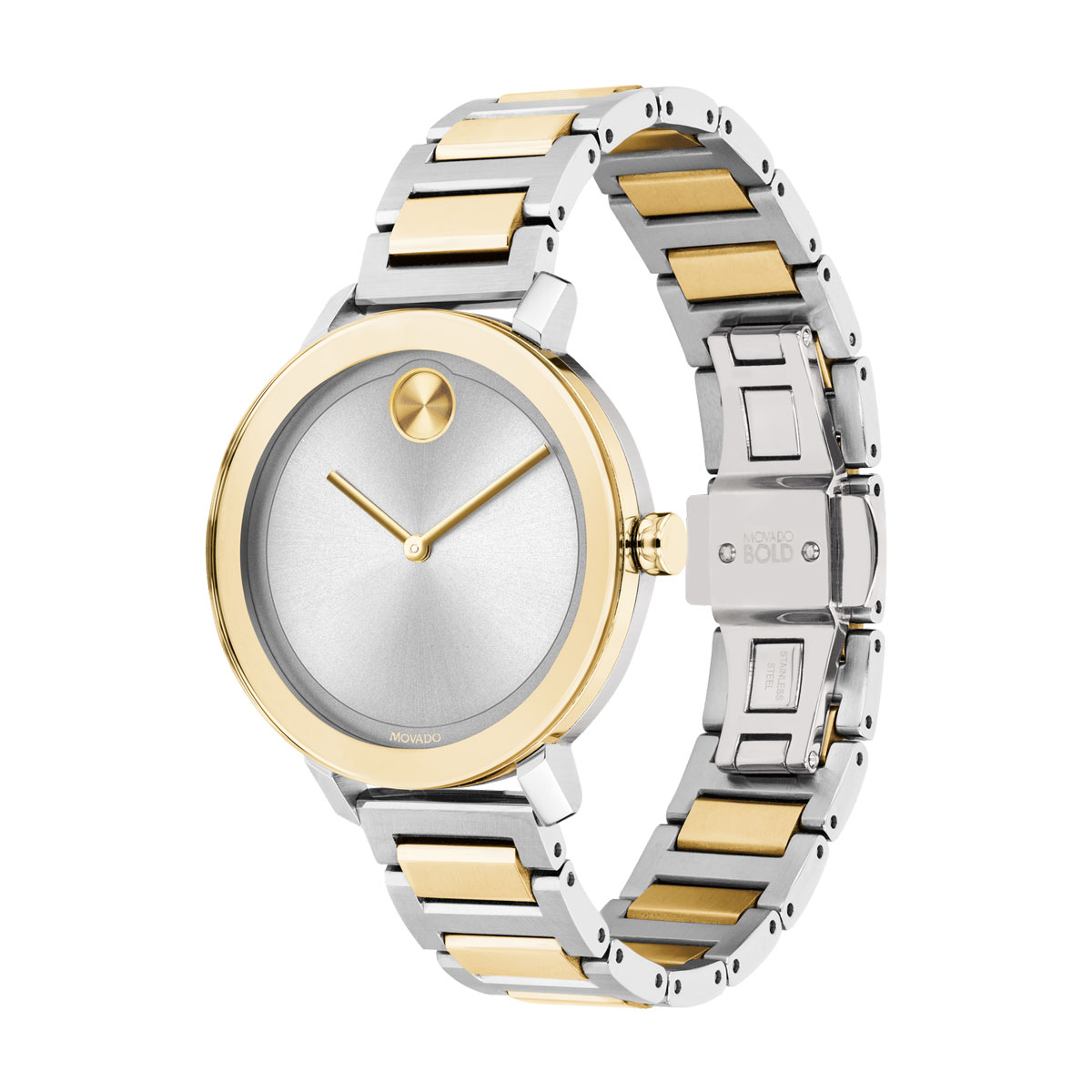 Movado BOLD Evolution 34mm Women's Watch, Gold and Silver Dial